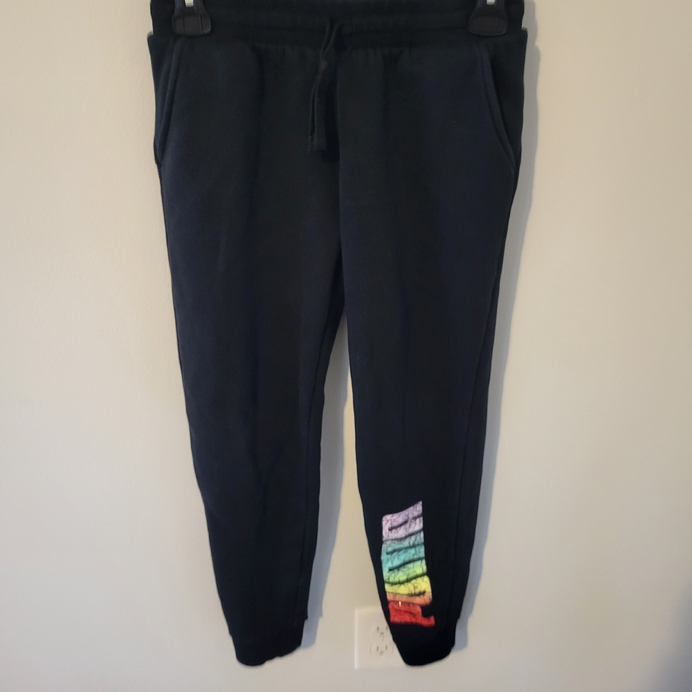 Puma Kids Black Joggers with Colorful Logo